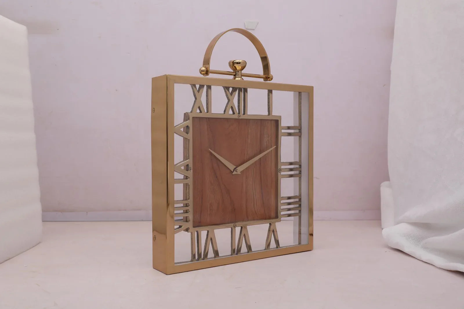 Bello Classic Square Wall Clock 33cm in Brown Silver Colour - HomeTown