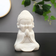NAQSH PRAYING MONK, POLYRESIN HAND FINISHED FIGURINE WHITE BY LIVNG ESSENCE - HomeTown