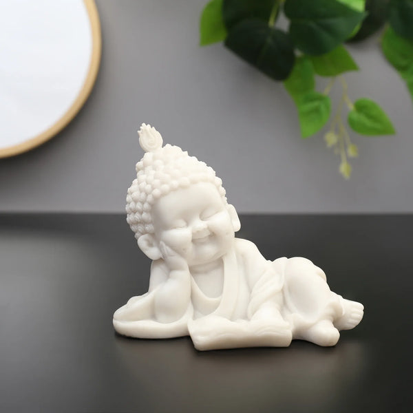 NAQSH READING MONK, POLYRESIN HAND FINISHED FIGURINE WHITE BY LIVNG ESSENCE dimensions