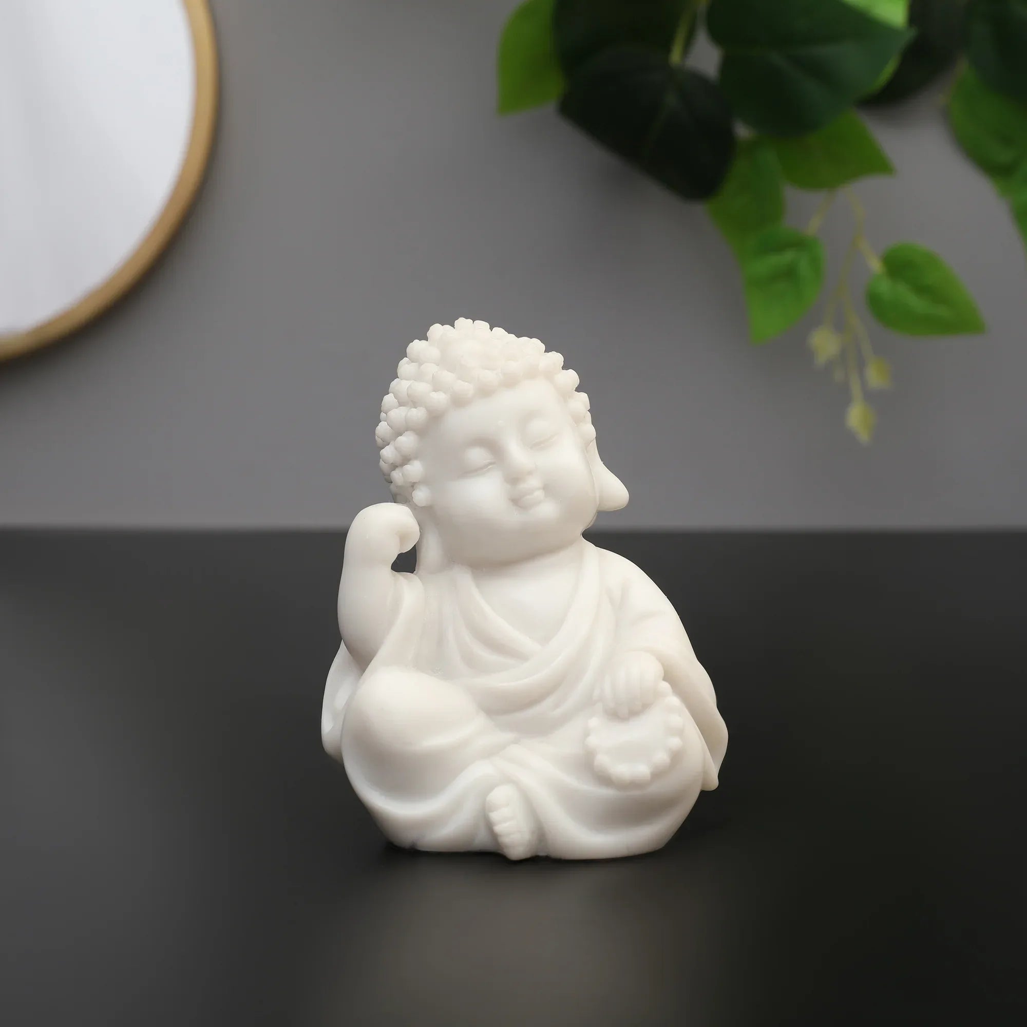 NAQSH SET OF 3PIECE MONK, POLYRESIN HAND FINISHED FIGURINE WHITE BY LIVNG ESSENCE - HomeTown