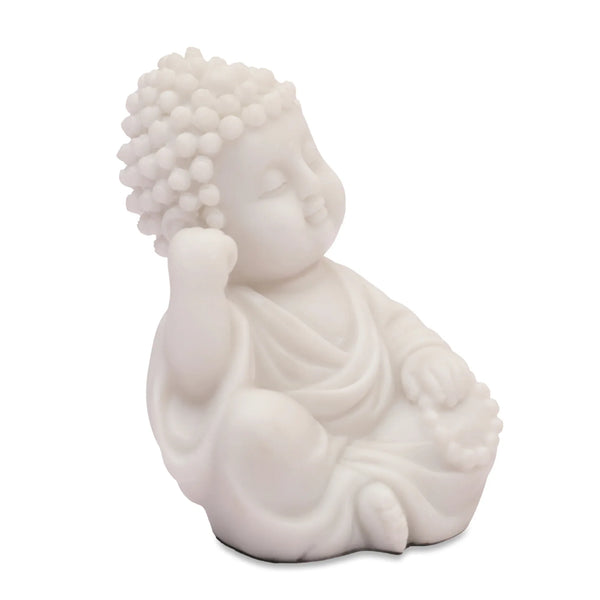 NAQSH SET OF 3PIECE MONK, POLYRESIN HAND FINISHED FIGURINE WHITE BY LIVNG ESSENCE dimensions