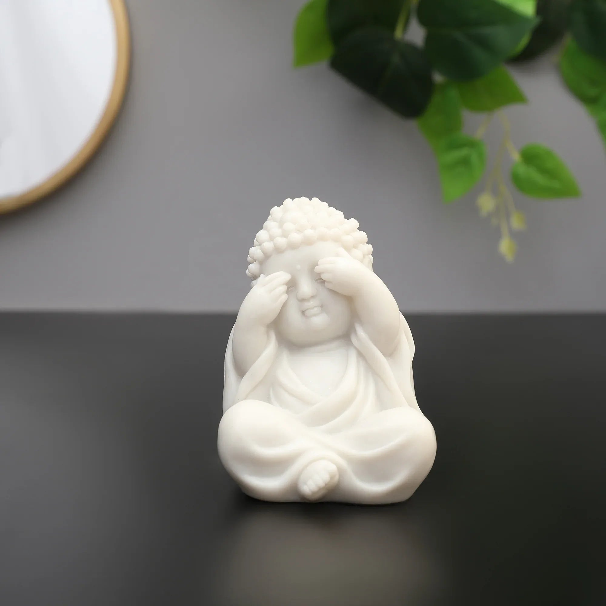 NAQSH SET OF 3PIECE MONK, POLYRESIN HAND FINISHED FIGURINE WHITE BY LIVNG ESSENCE - HomeTown