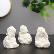 NAQSH SET OF 3PIECE MONK, POLYRESIN HAND FINISHED FIGURINE WHITE BY LIVNG ESSENCE - HomeTown