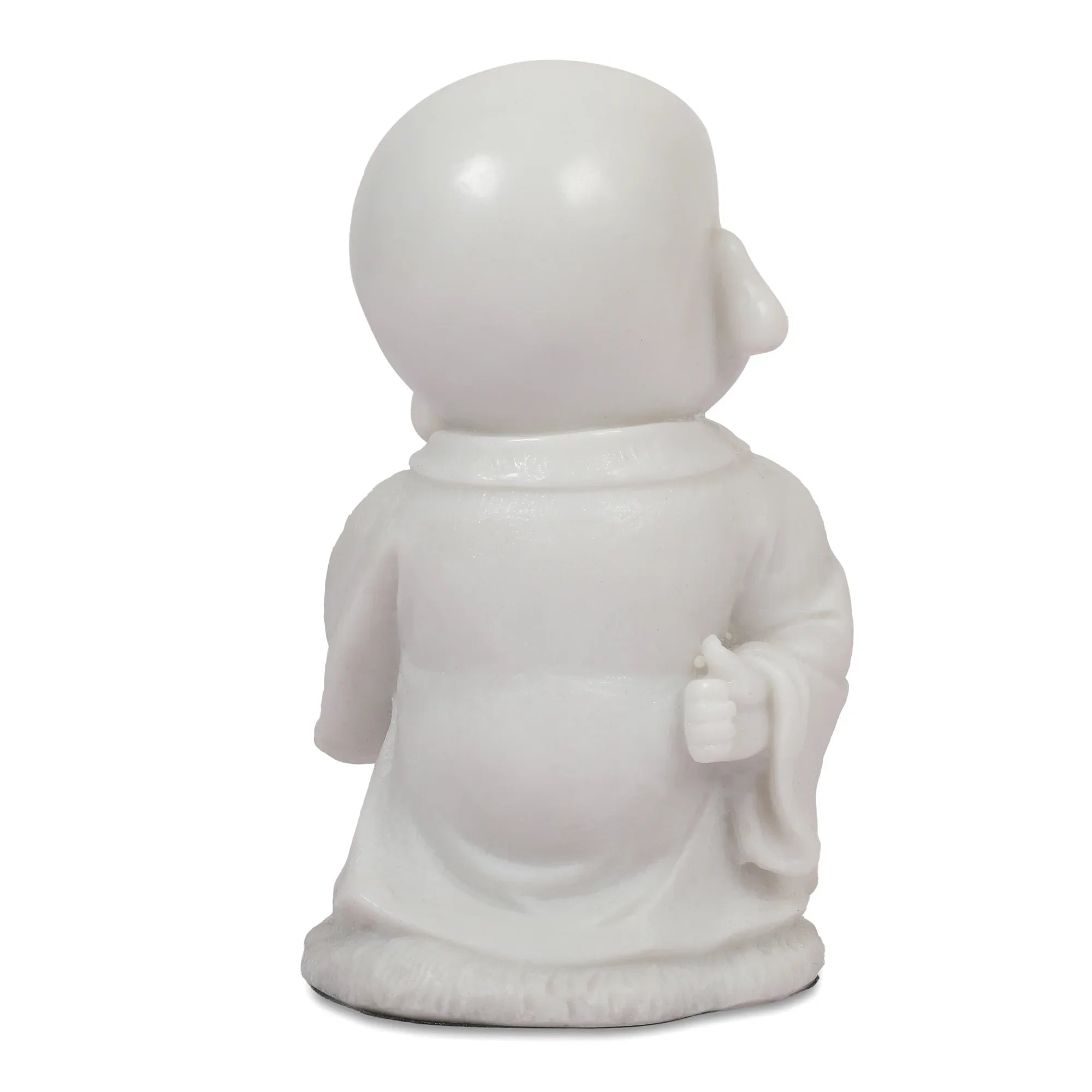 NAQSH MONK WITH MALA IN LEFT HAND, POLYRESIN HAND FINISHED FIGURINE WHITE BY LIVNG ESSENCE - HomeTown