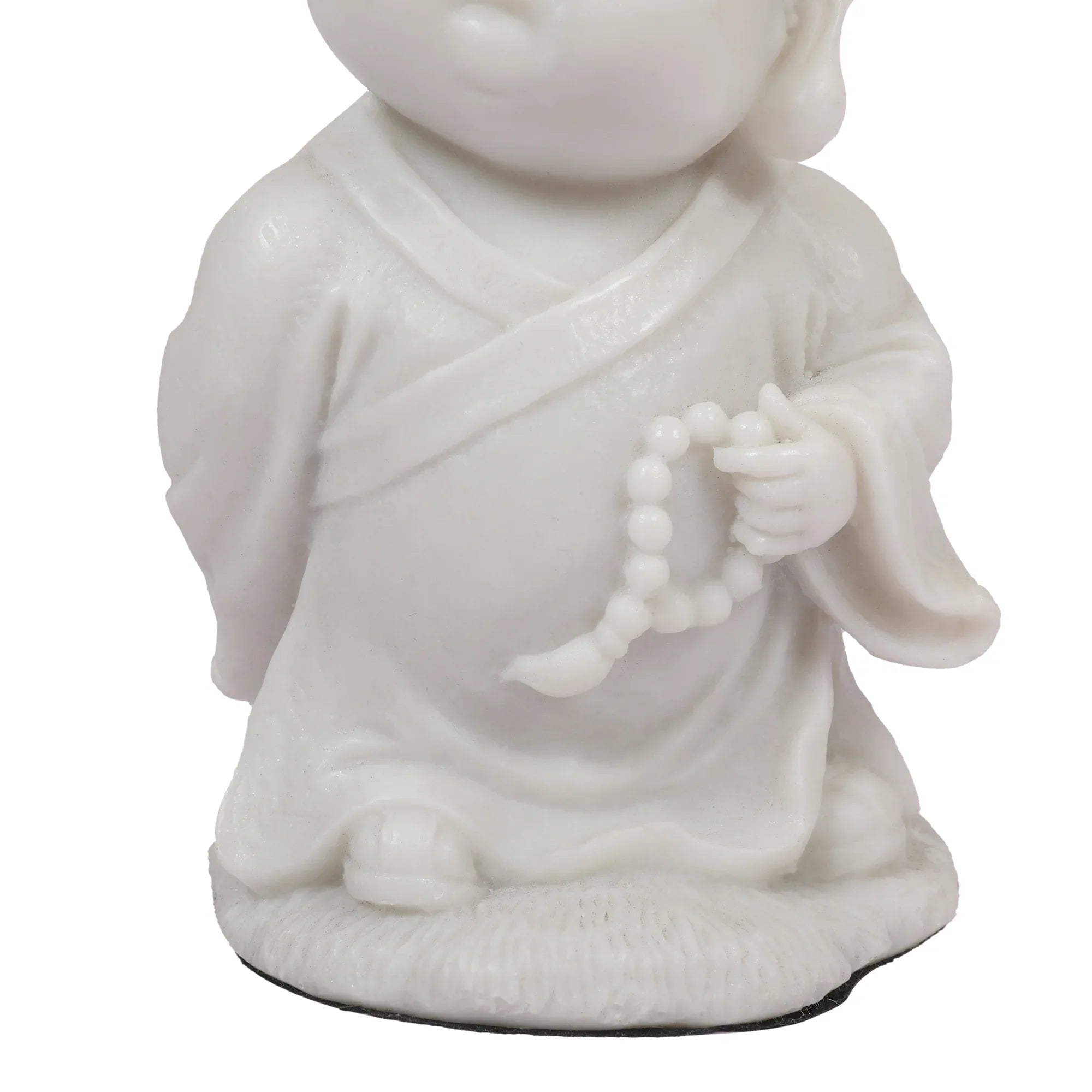 NAQSH MONK WITH MALA IN LEFT HAND, POLYRESIN HAND FINISHED FIGURINE WHITE BY LIVNG ESSENCE - HomeTown