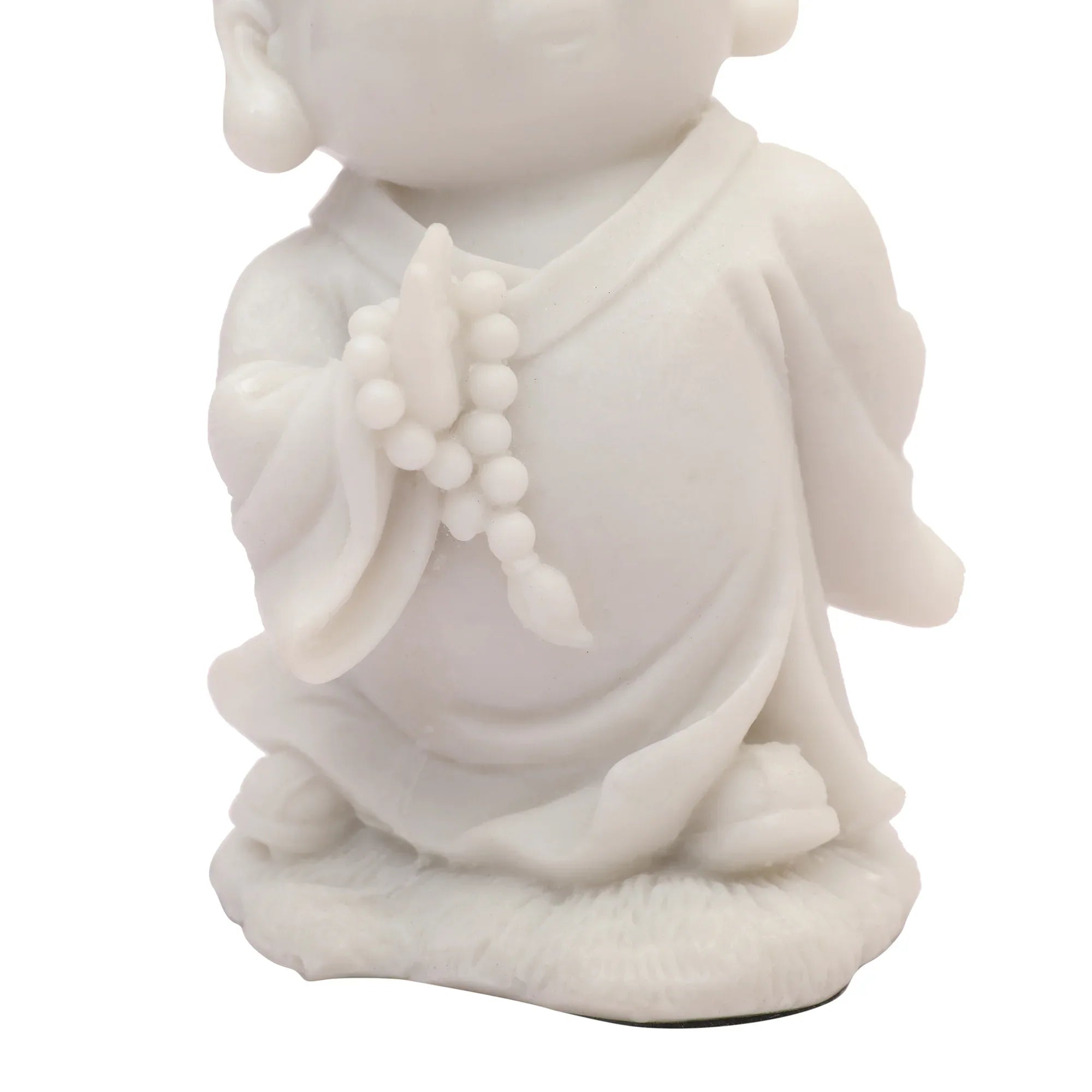 NAQSH MONK WITH MALA IN RIGHT HAND, POLYRESIN HAND FINISHED FIGURINE WHITE BY LIVNG ESSENCE - HomeTown