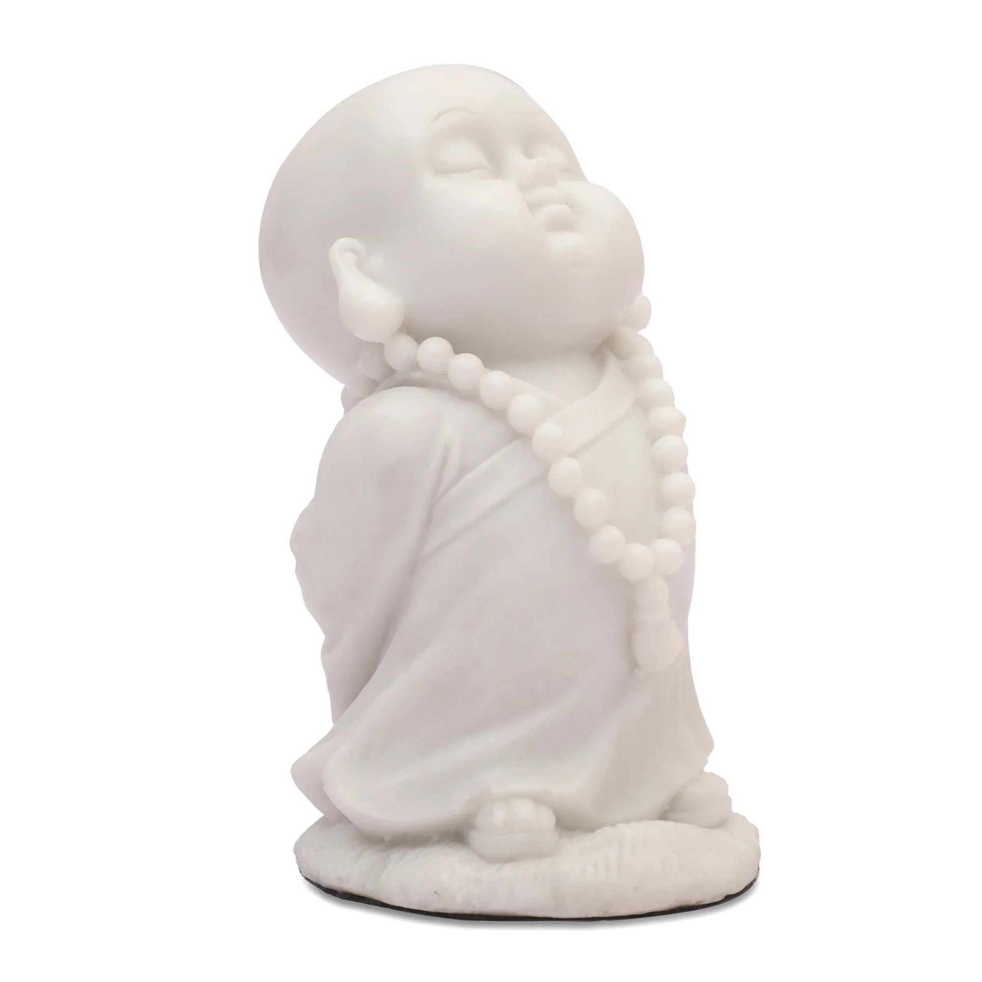 NAQSH MONK WITH MALA, POLYRESIN HAND FINISHED FIGURINE WHITE BY LIVNG ESSENCE - HomeTown