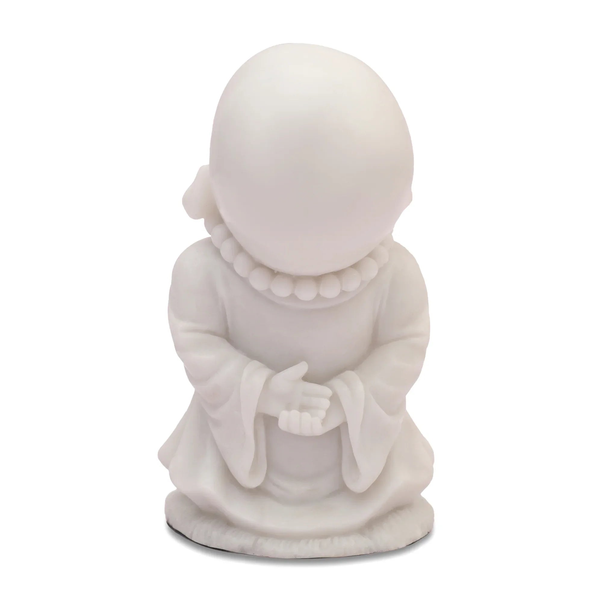NAQSH MONK WITH MALA, POLYRESIN HAND FINISHED FIGURINE WHITE BY LIVNG ESSENCE - HomeTown