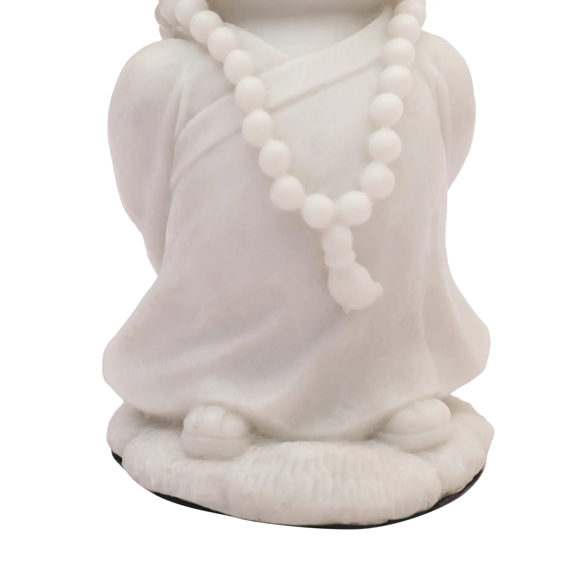 NAQSH MONK WITH MALA, POLYRESIN HAND FINISHED FIGURINE WHITE BY LIVNG ESSENCE - HomeTown