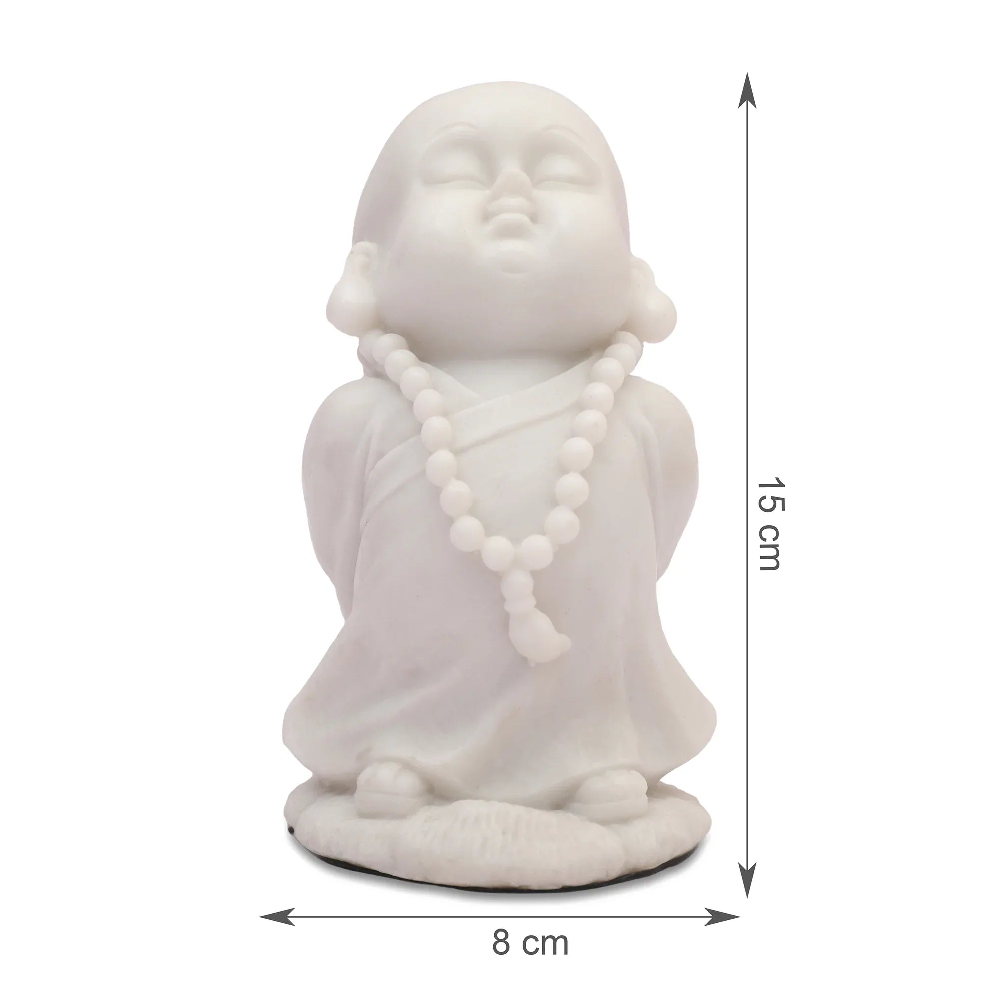 NAQSH MONK WITH MALA, POLYRESIN HAND FINISHED FIGURINE WHITE BY LIVNG ESSENCE - HomeTown