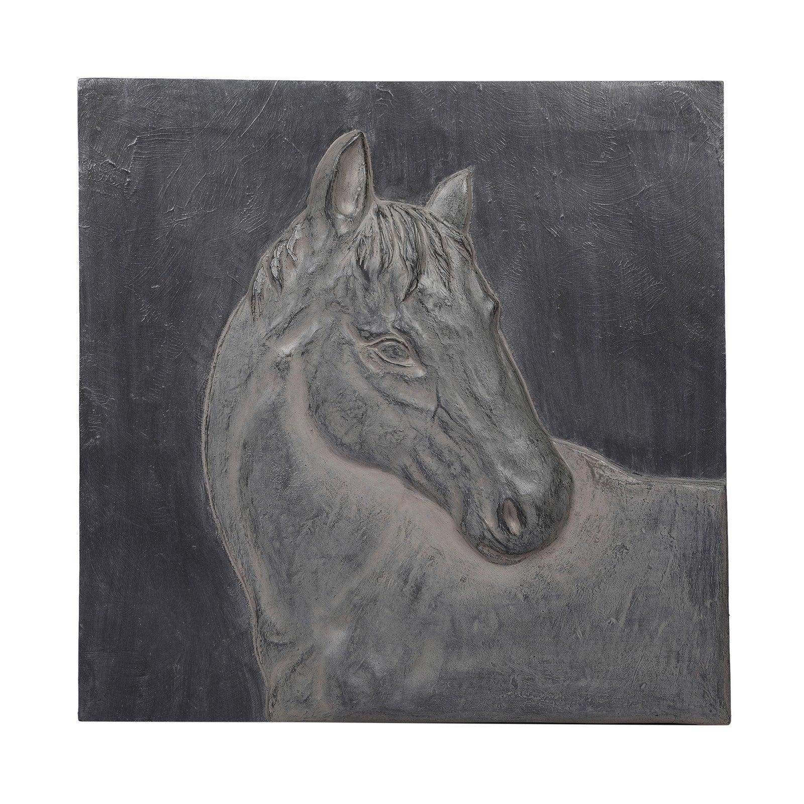 Stella High-Relief, Three Dimensional Silver Pearl Finish Polyresin Horse Wall Accent - HomeTown