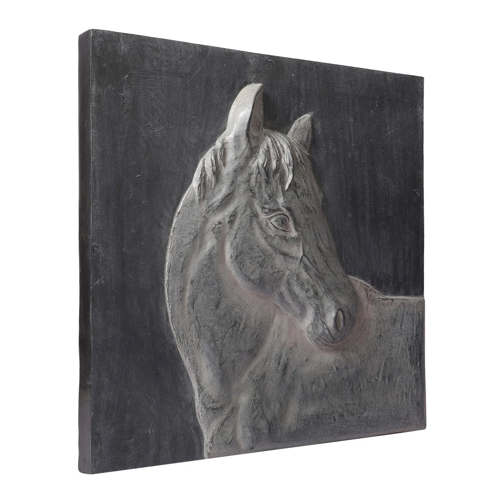 Stella High-Relief, Three Dimensional Silver Pearl Finish Polyresin Horse Wall Accent - HomeTown