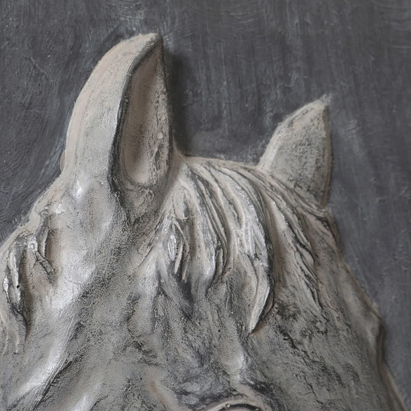Stella High-Relief, Three Dimensional Silver Pearl Finish Polyresin Horse Wall Accent dimensions