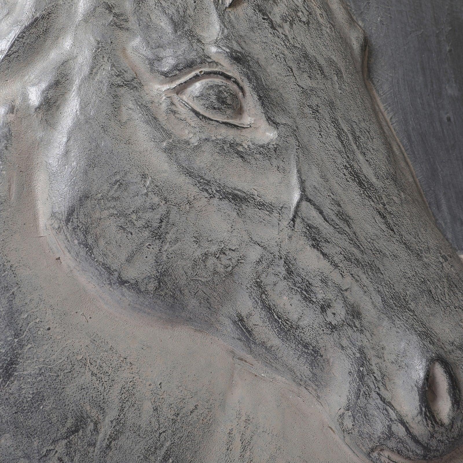 Stella High-Relief, Three Dimensional Silver Pearl Finish Polyresin Horse Wall Accent - HomeTown