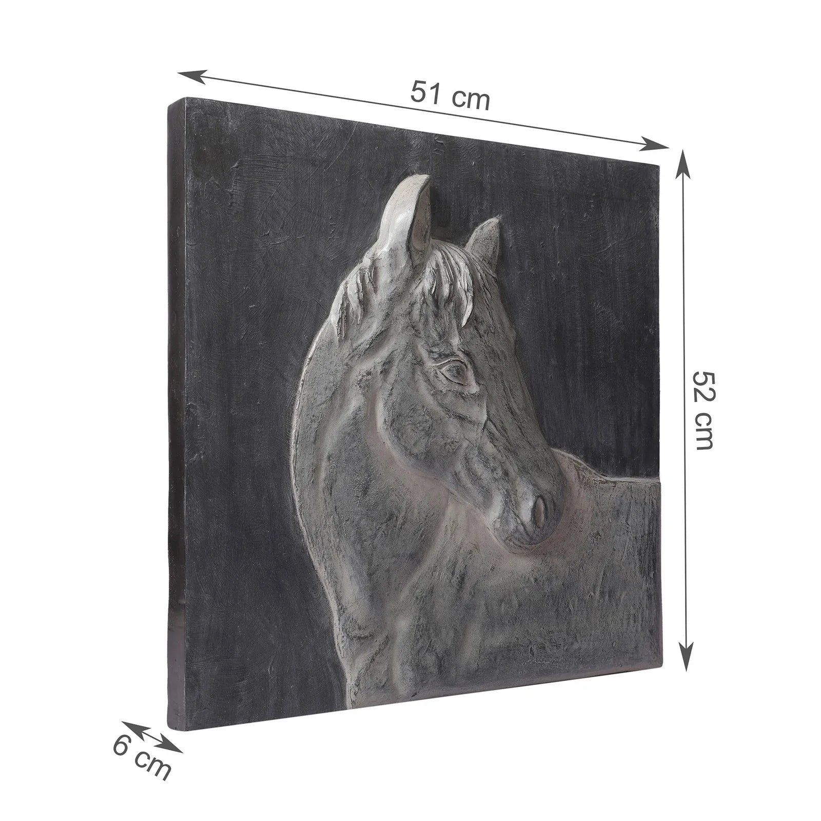Stella High-Relief, Three Dimensional Silver Pearl Finish Polyresin Horse Wall Accent - HomeTown