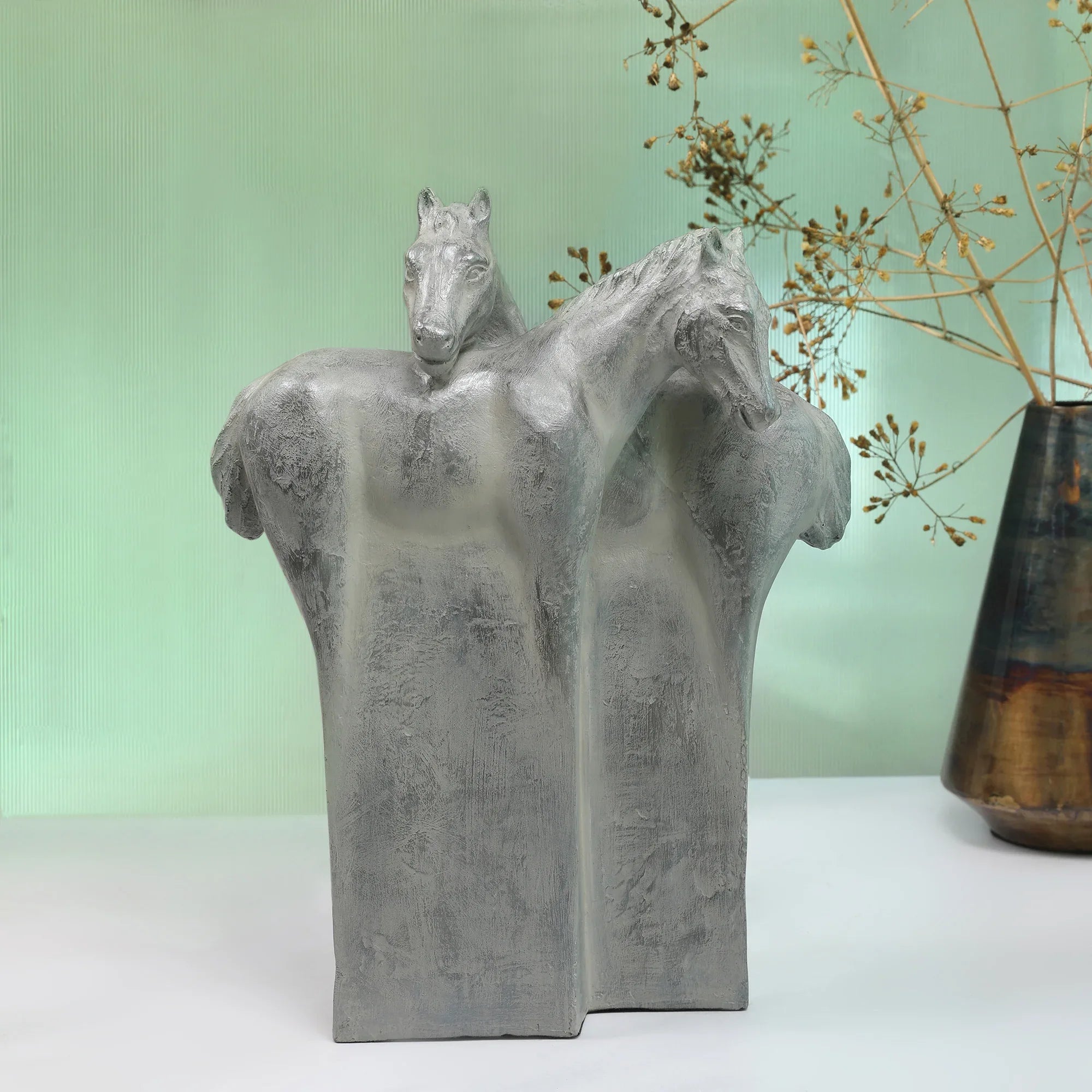 Stella Silver Pearl Finish Polyresin Horse Table Décor - HomeTown