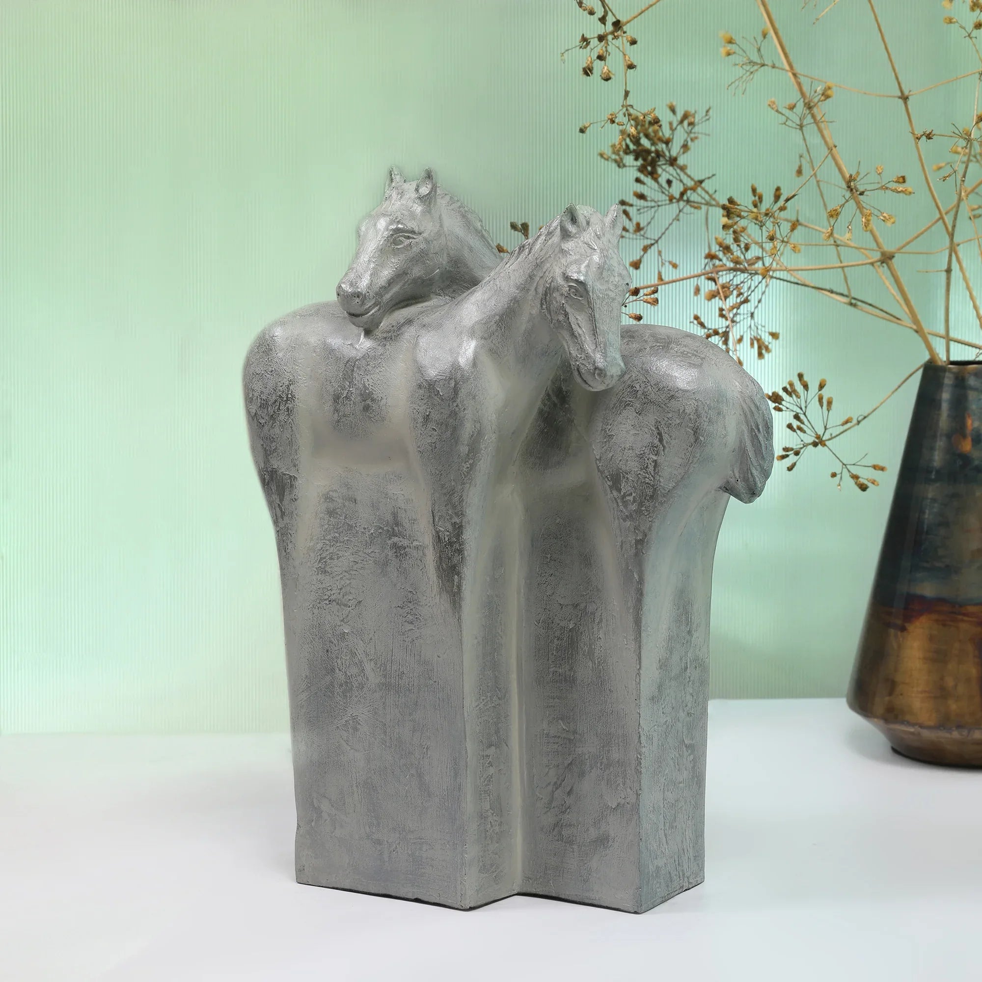 Stella Silver Pearl Finish Polyresin Horse Table Décor - HomeTown