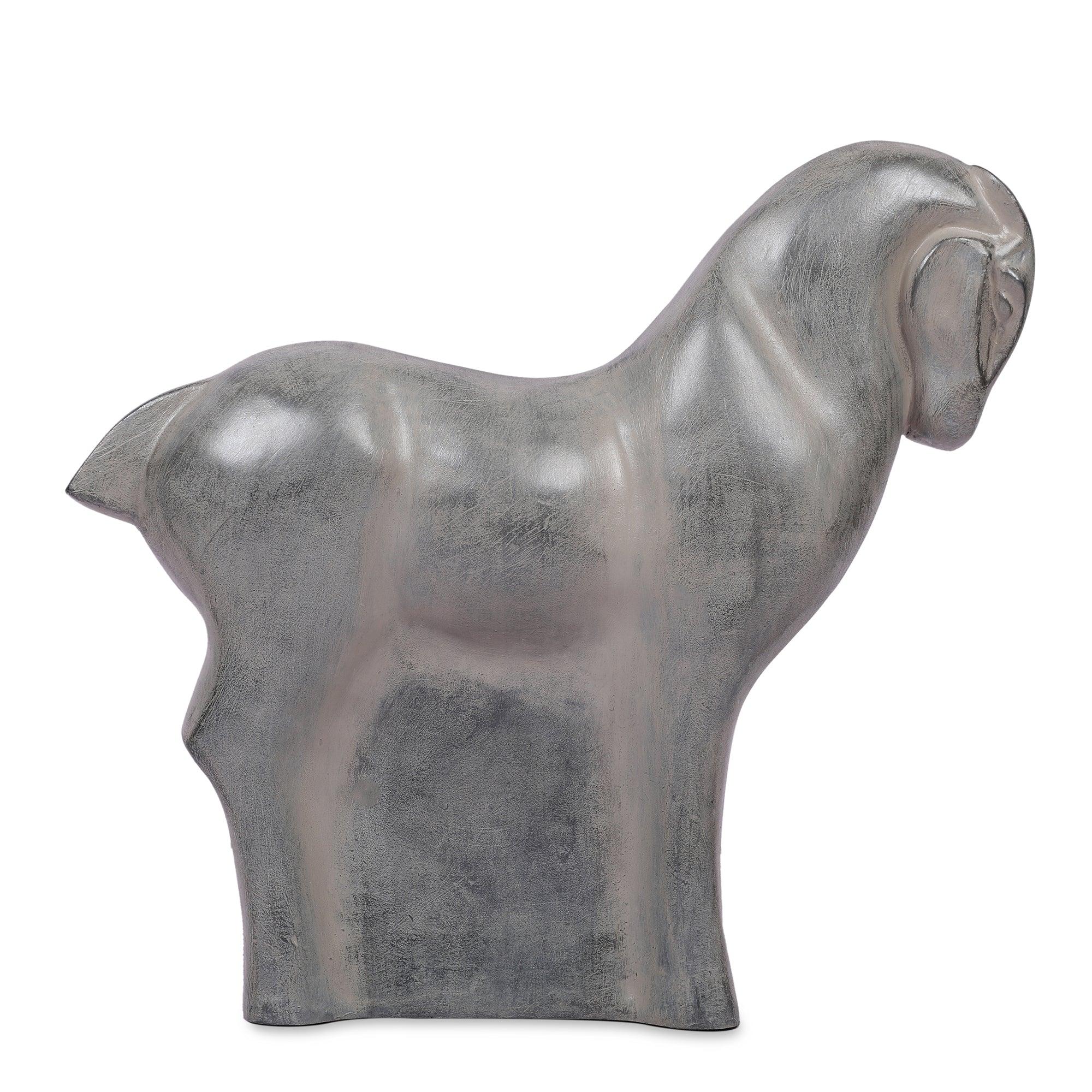 Stella Silver Pearl Finish Polyresin Contemporary Horse Table Décor - HomeTown
