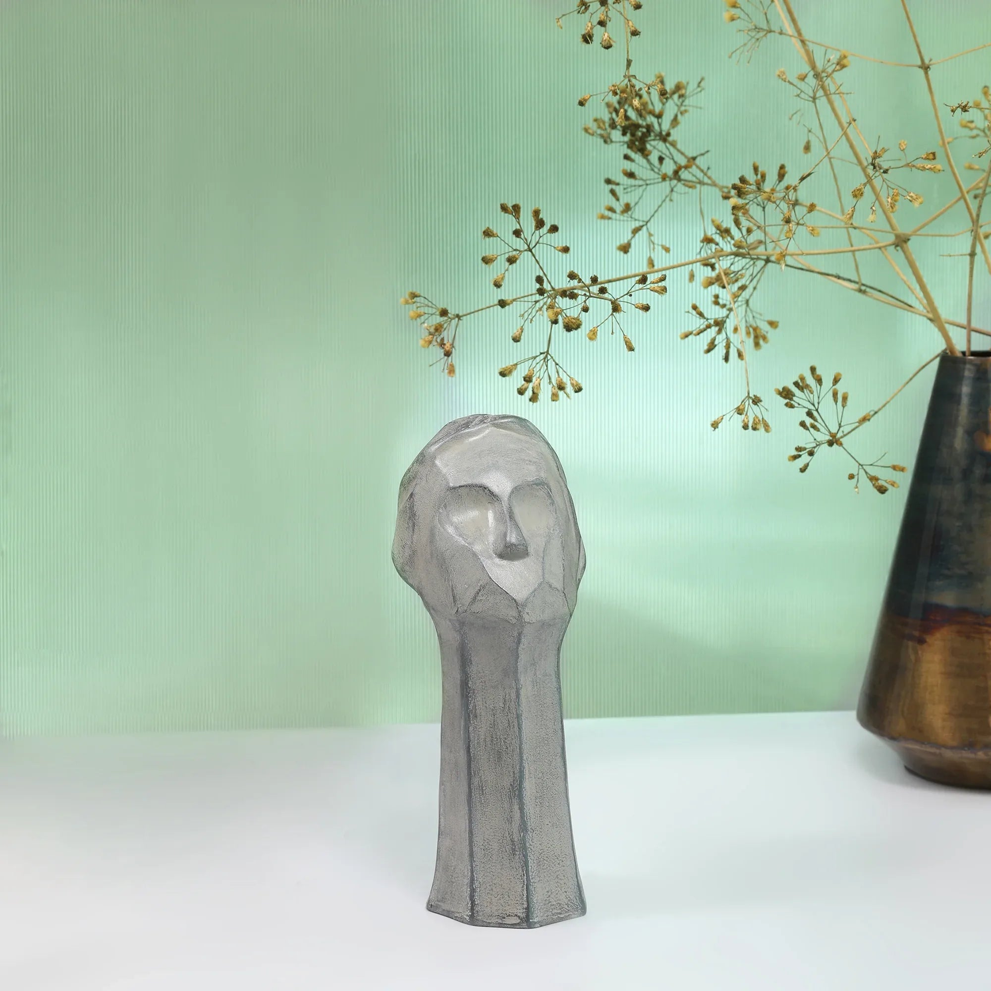 Stella Silver Pearl Finish Polyresin Female Abstract Facial Table Décor - HomeTown