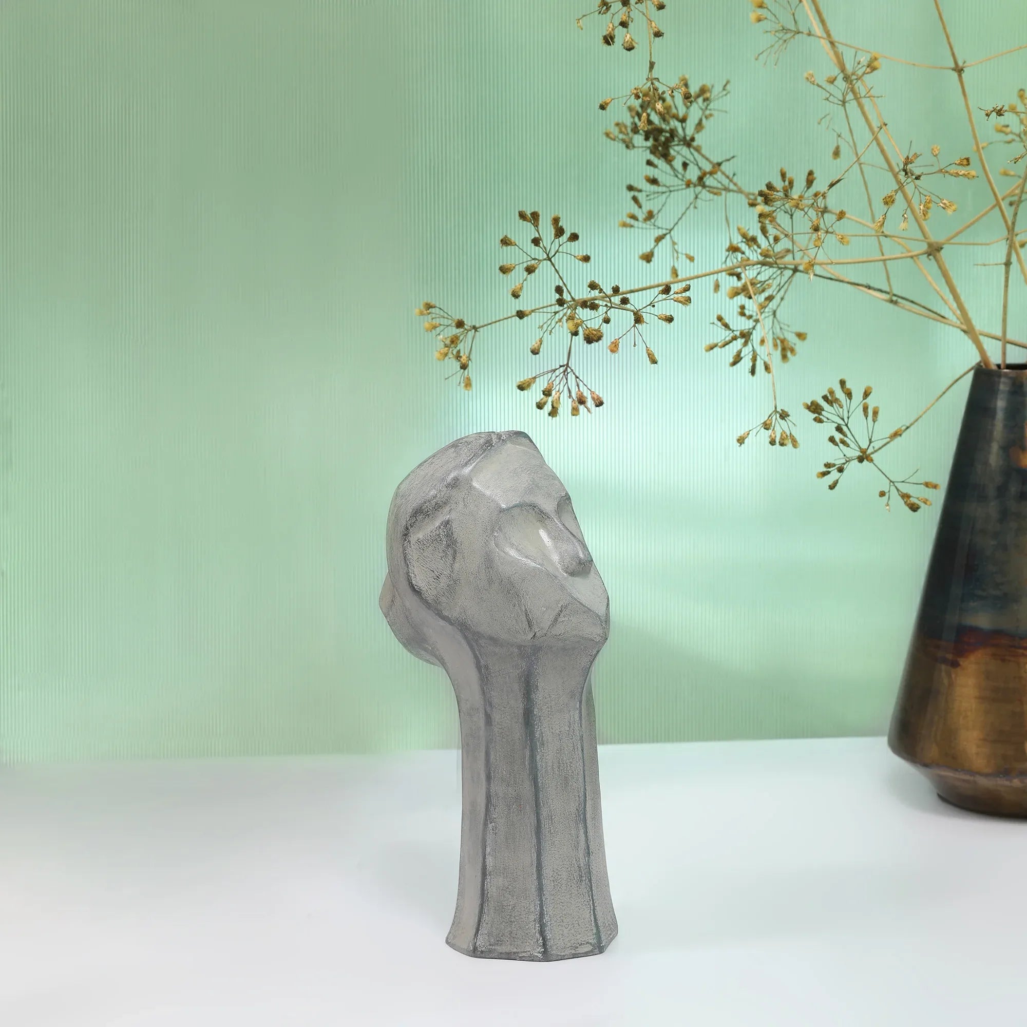 Stella Silver Pearl Finish Polyresin Female Abstract Facial Table Décor - HomeTown