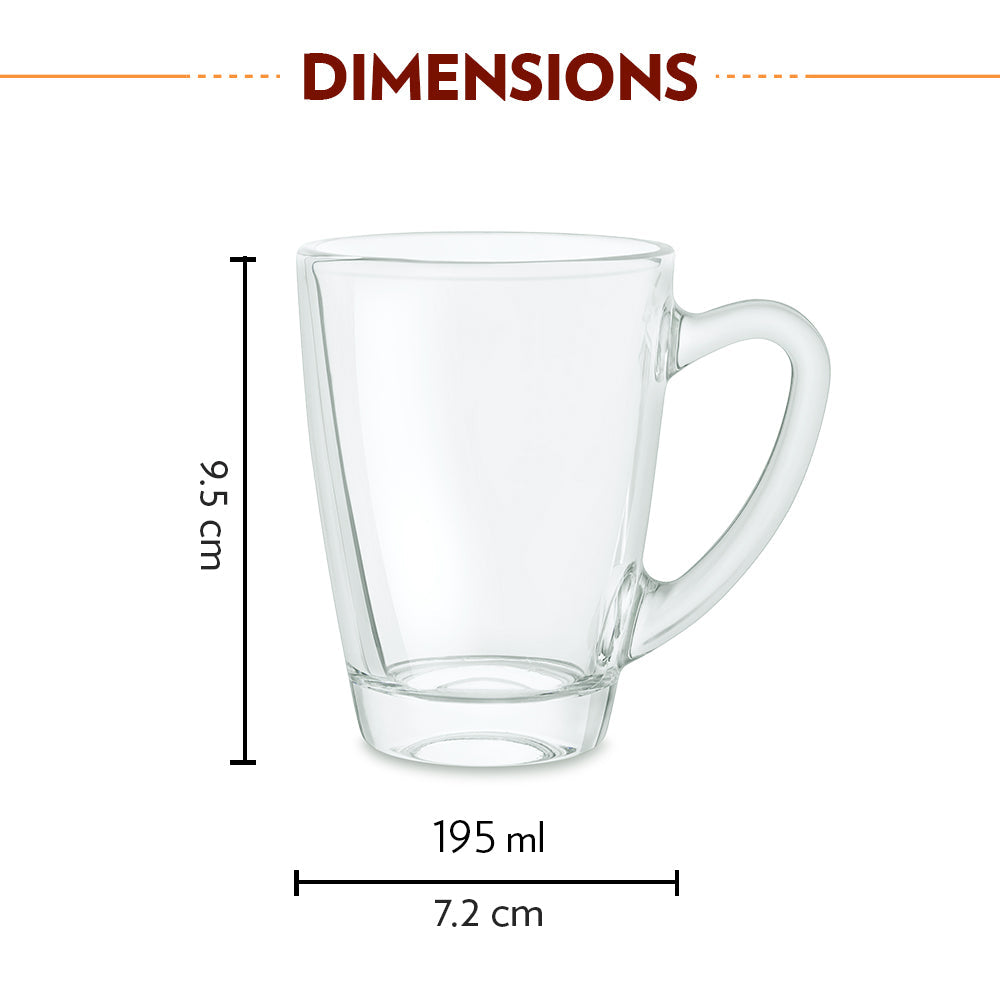 BOROSIL SERENE PLAIN TEA MUG 195ML 6 PCS SET