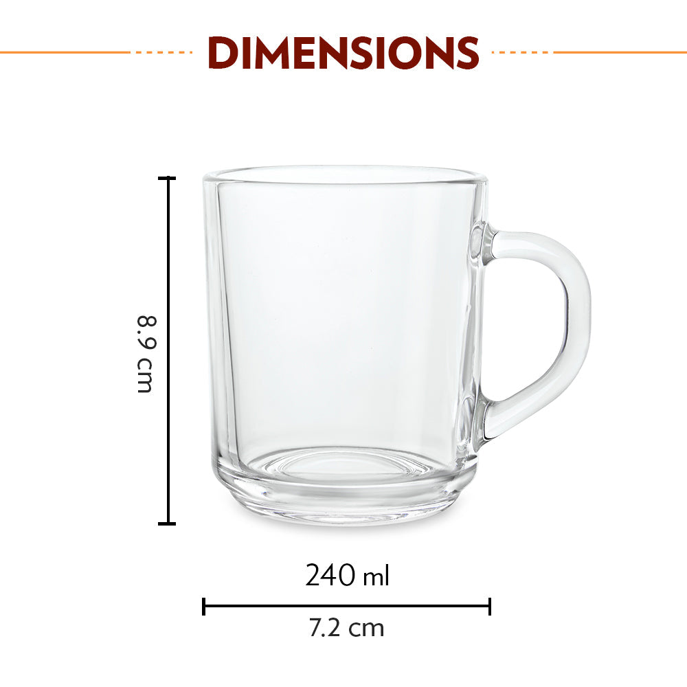 BOROSIL LATTE PLAIN COFFEE MUG 240ML 6 PCS SET