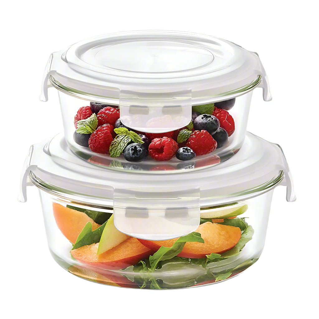BOROSIL ROUND KLIP AND STORE CONTAINER SET OF 2PCS 240 ML + 400 ML