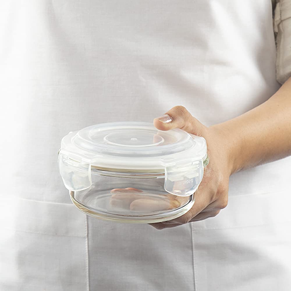 BOROSIL ROUND KLIP AND STORE CONTAINER SET OF 2PCS 240 ML + 400 ML