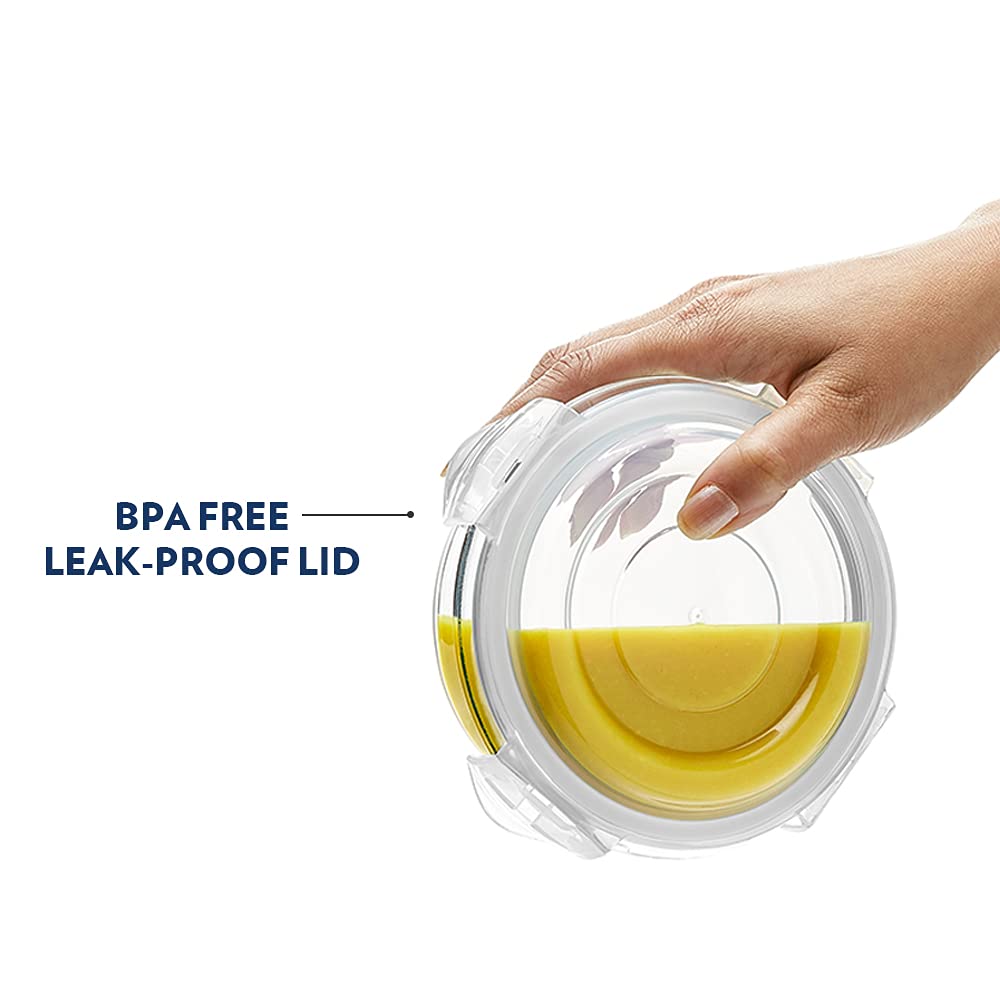 BOROSIL ROUND KLIP AND STORE CONTAINER SET OF 2PCS 240 ML + 400 ML