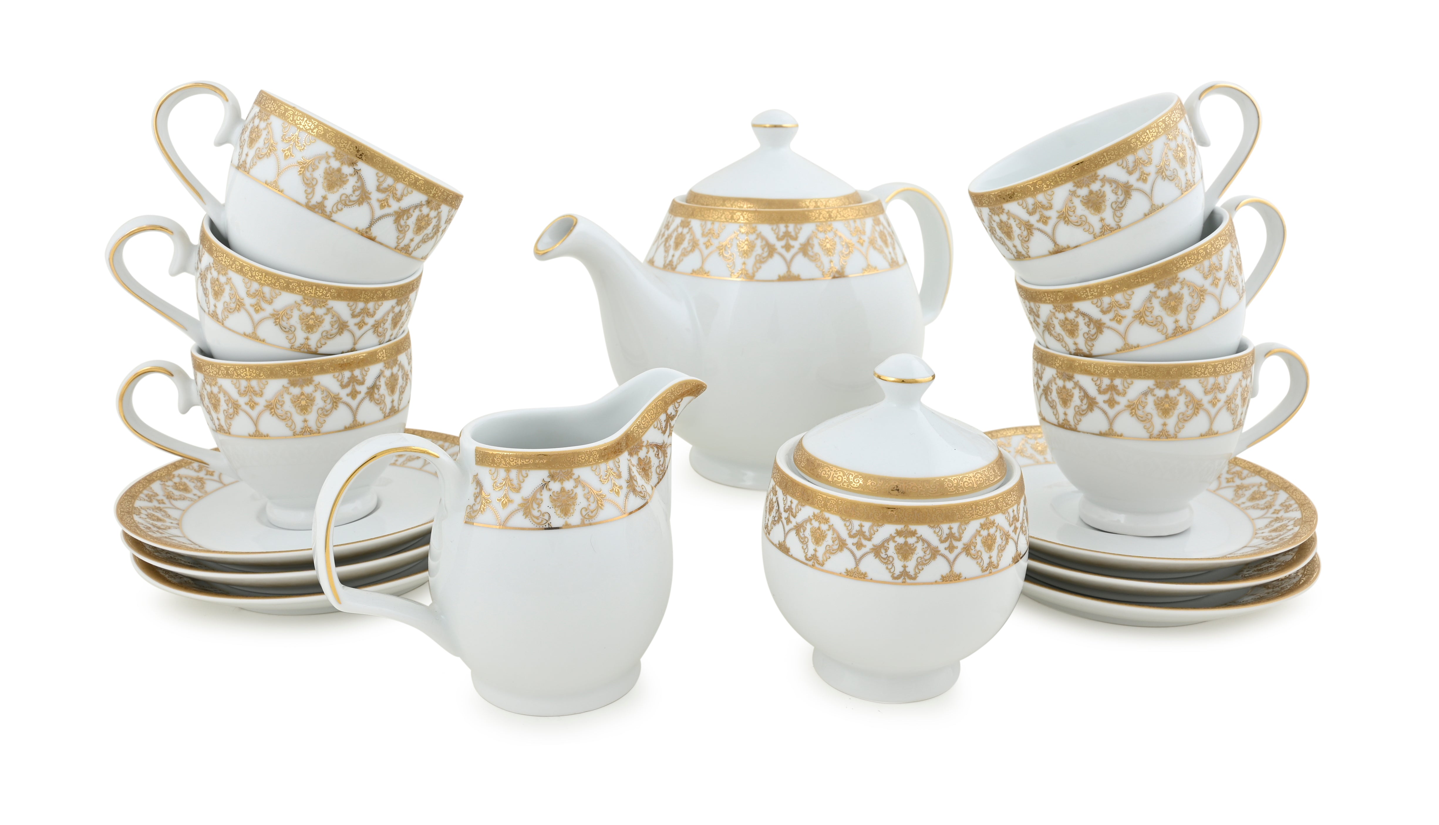 HITKARI GOLDEN GLORY PORCELAIN TEA SET 17PCS
