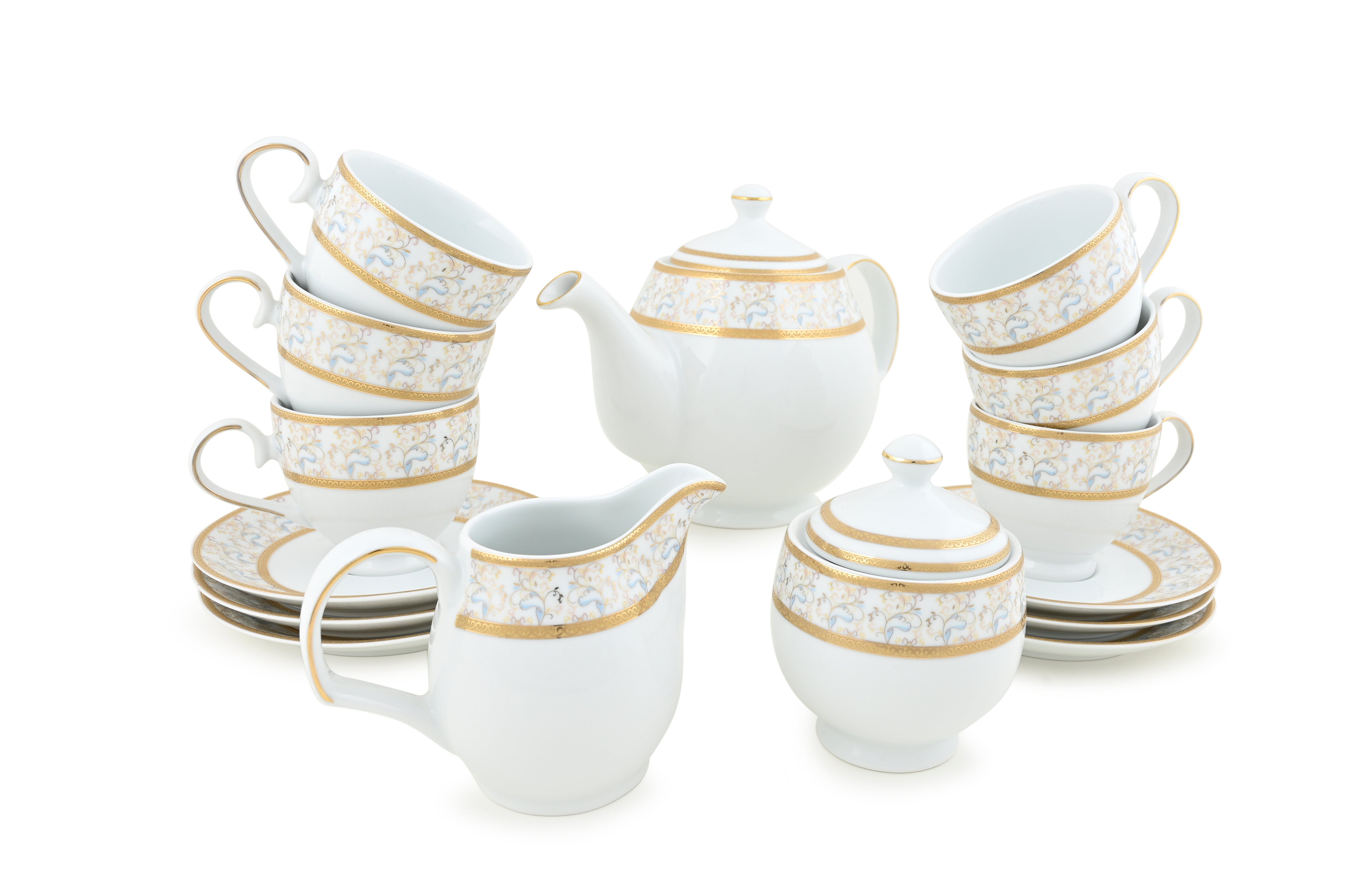 HITKARI RAINBOW GOLD PORCELAIN TEA SET 17PCS