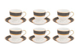 Hitkari Black Velvet Poreclain Cup Saucer 12 Pcs