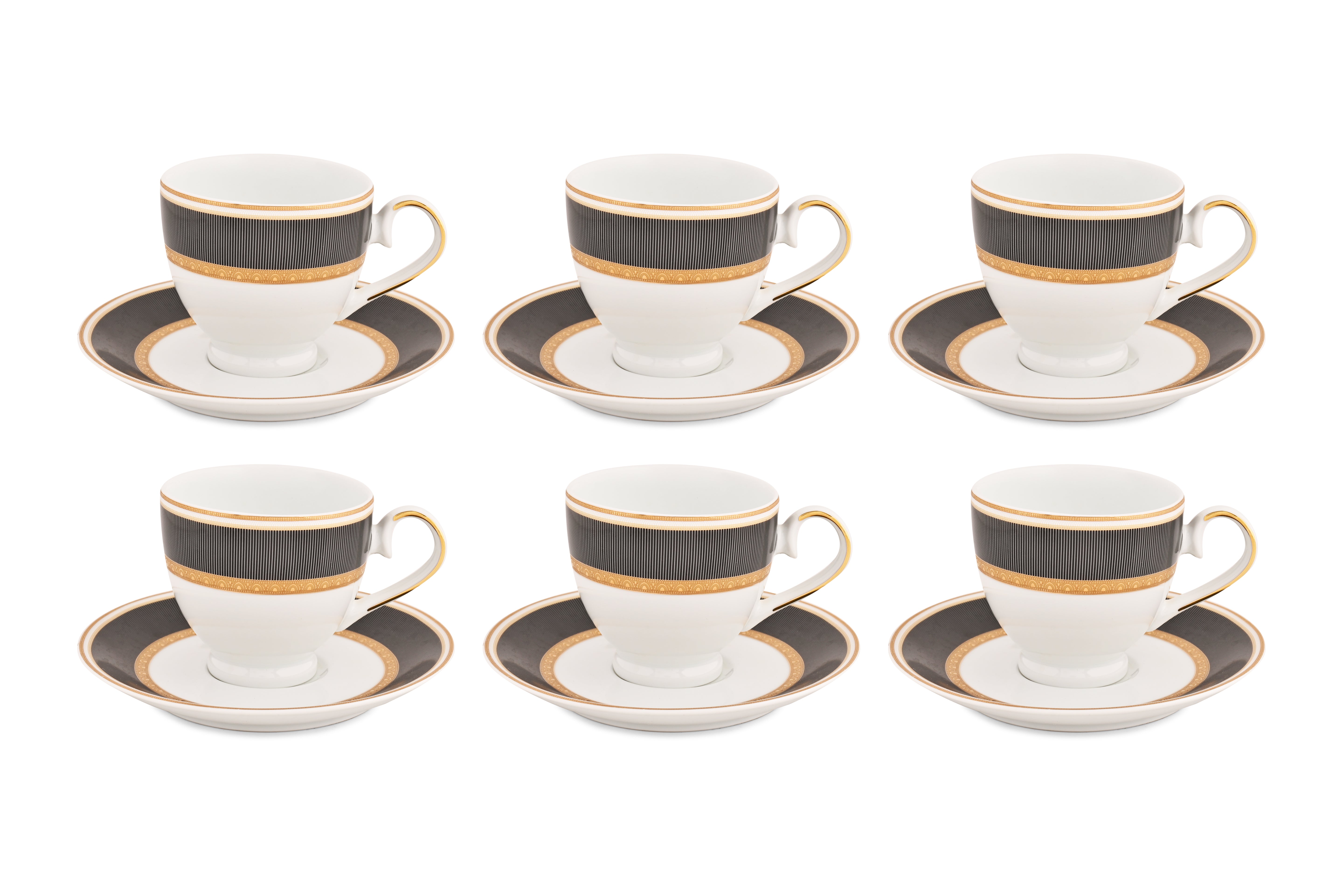HITKARI BLACK VELVET PORECLAIN CUP SAUCER 12 PCS