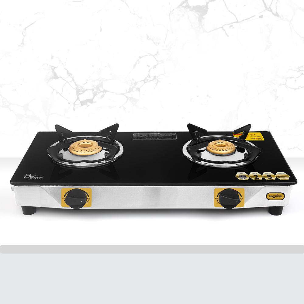 BOROSIL BLAZE 2 BURNER GAS STOVE 6MM TOUGHENED GLASSTOP