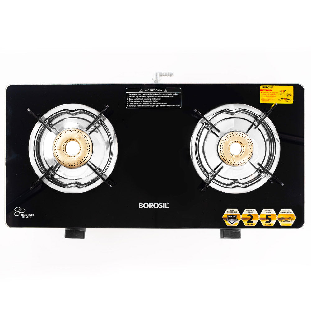 BOROSIL BLAZE 2 BURNER GAS STOVE 6MM TOUGHENED GLASSTOP