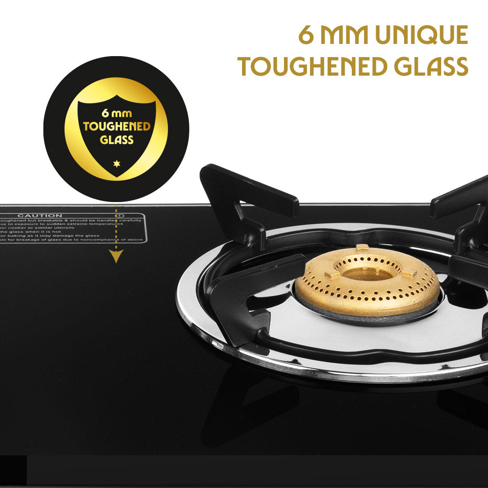 BOROSIL BLAZE 2 BURNER GAS STOVE 6MM TOUGHENED GLASSTOP