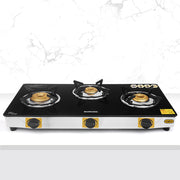 BOROSIL BLAZE 3 BURNER GAS STOVE 6MM TOUGHENED GLASSTOP