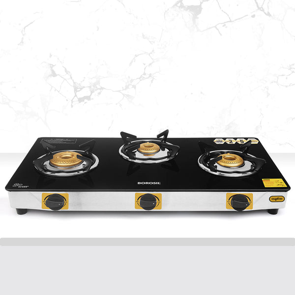 BOROSIL BLAZE 3 BURNER GAS STOVE 6MM TOUGHENED GLASSTOP dimensions