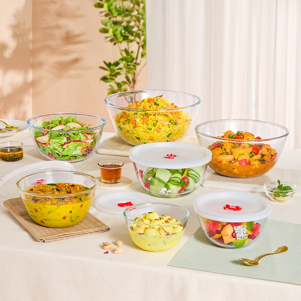 BOROSIL MIXING BOWL WITH LID ROUND 550ML