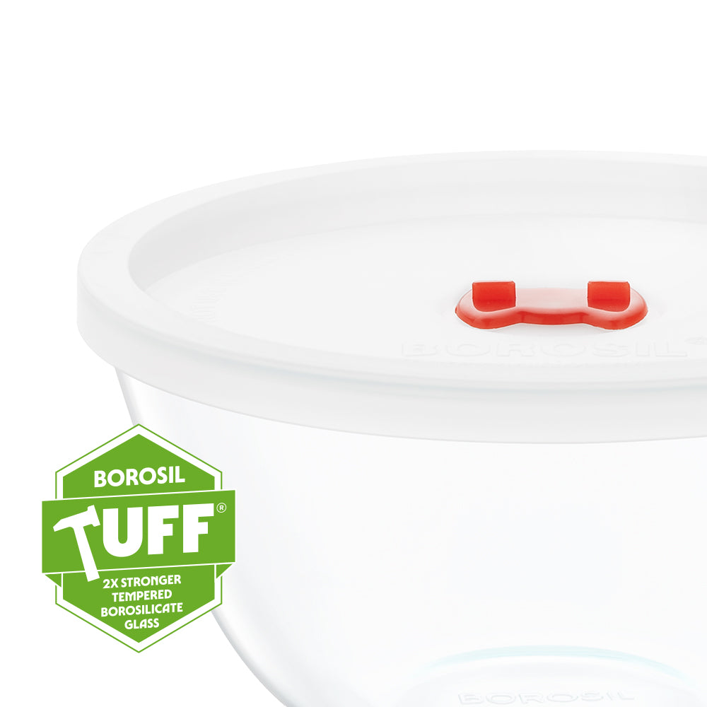 BOROSIL MIXING BOWL WITH LID ROUND 550ML