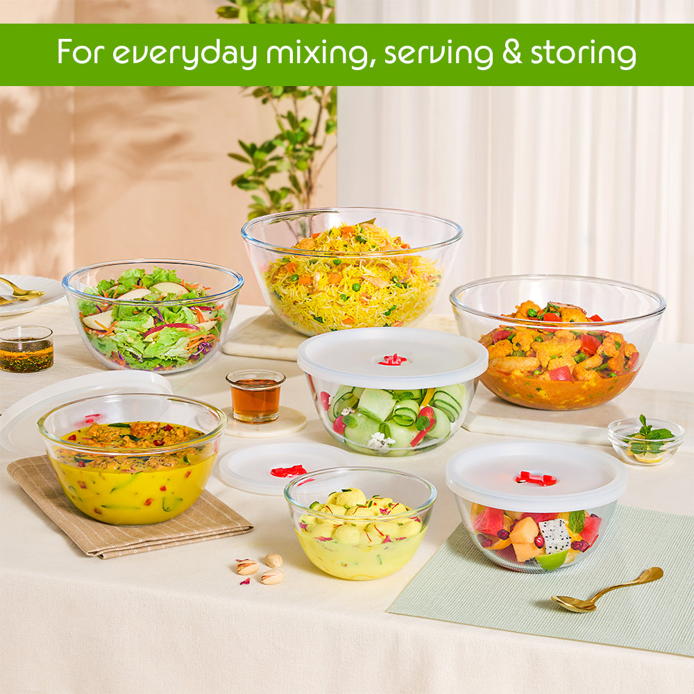 BOROSIL MIXING BOWL WITH LID ROUND 550ML
