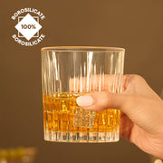 Borosil Whisky Glass 4pc 300ml & Plate 1pc