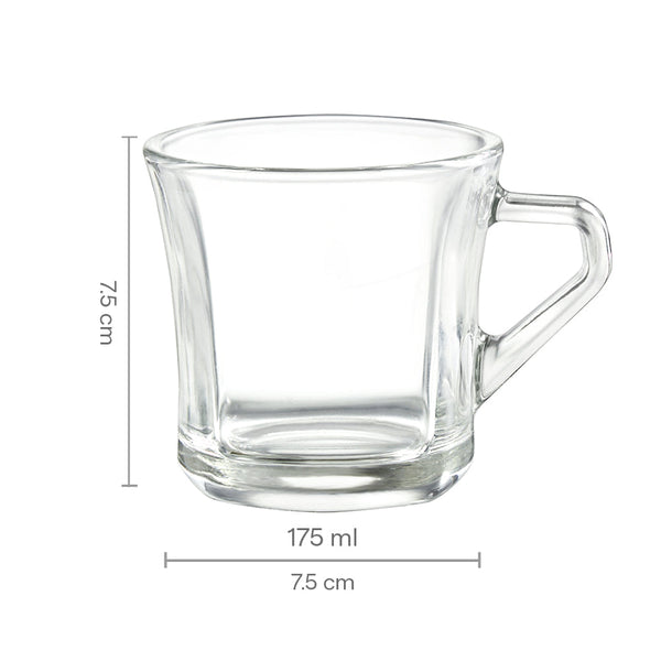 Borosil Tea Mug 175ml | 6 Pcs dimensions