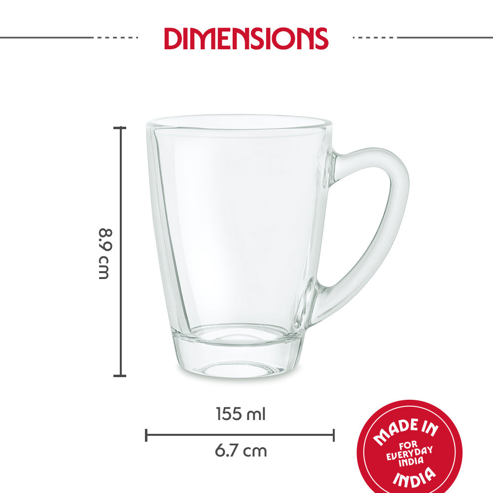 BOROSIL SERENE PLAIN TEA MUG 155ML 6 PCS SET