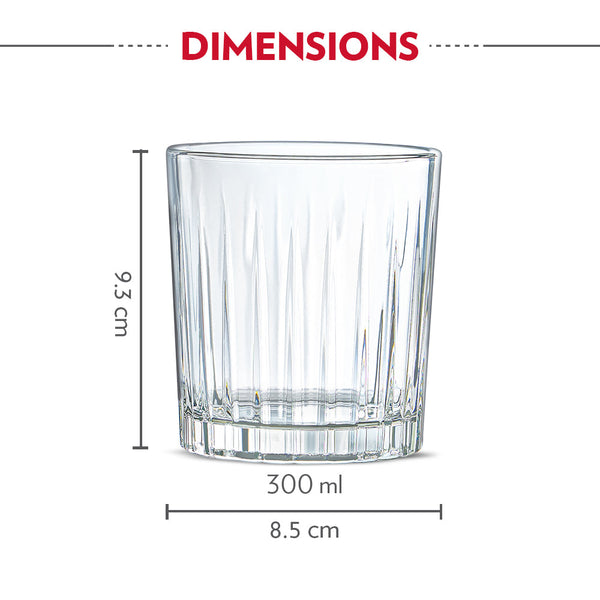 Borosil Noble Whiskey Glass 300ml |  6pcs dimensions