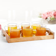 Borosil Classic Mug 6pcs 190ml with Wooden Tray