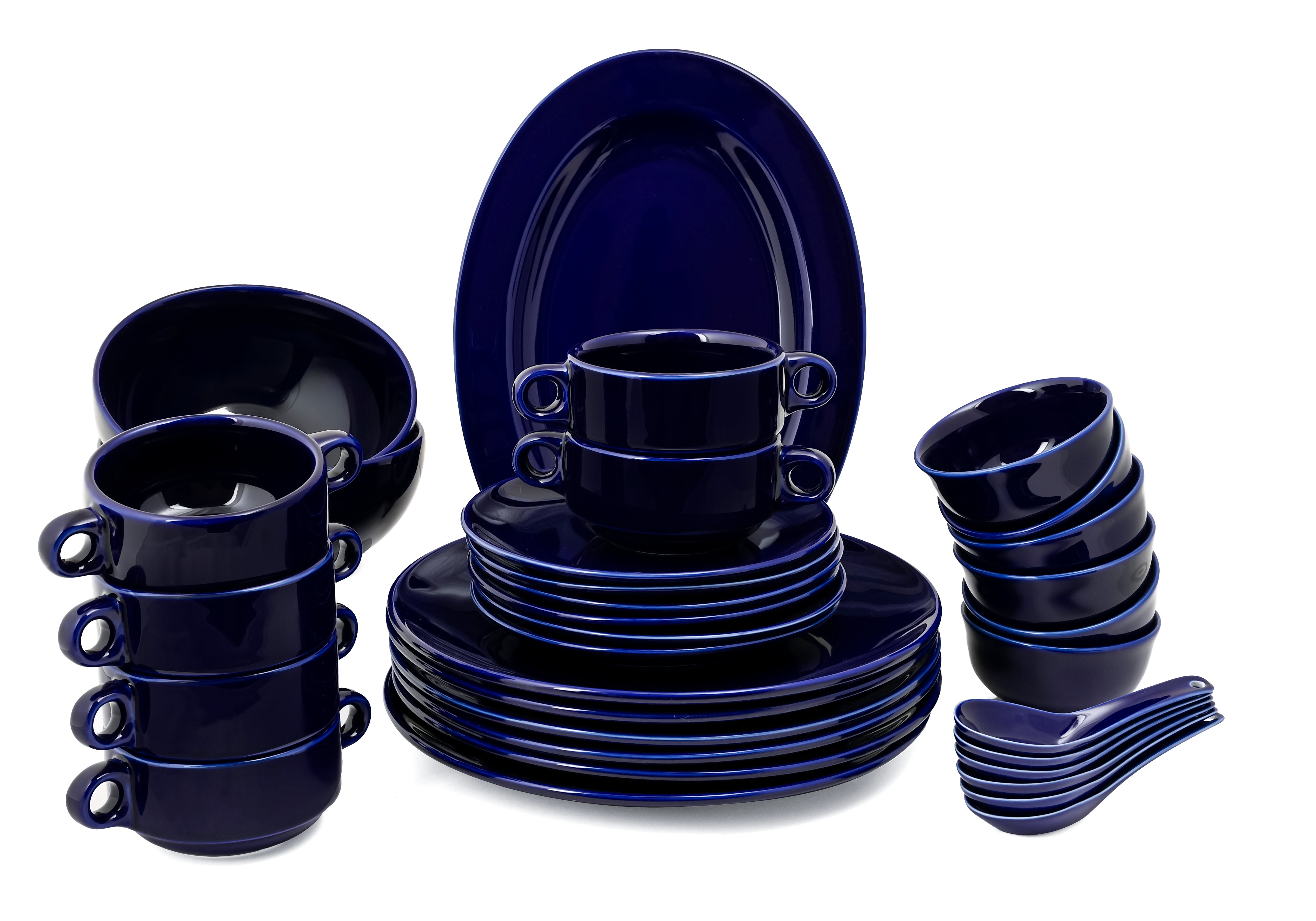 HITKARI GLOSSY COBALT PORCELAIN DINNER SET 33PCS