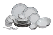 HITKARI PORCELAIN DINNER SET 33PCS White with Black