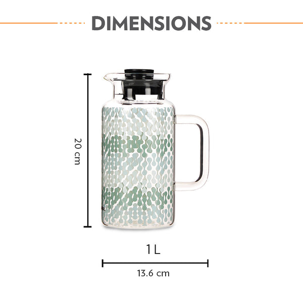 Borosil Vista Borosilicate Glass Jug 1000ml dimensions