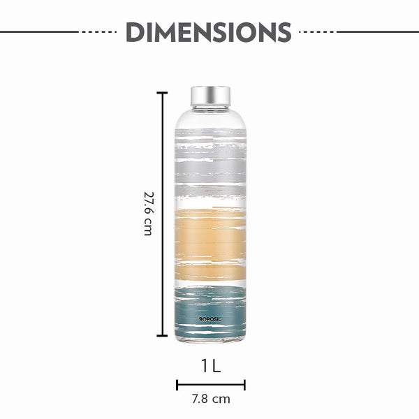Borosil Glance Borosilicate Glass Bottle 1000ml dimensions